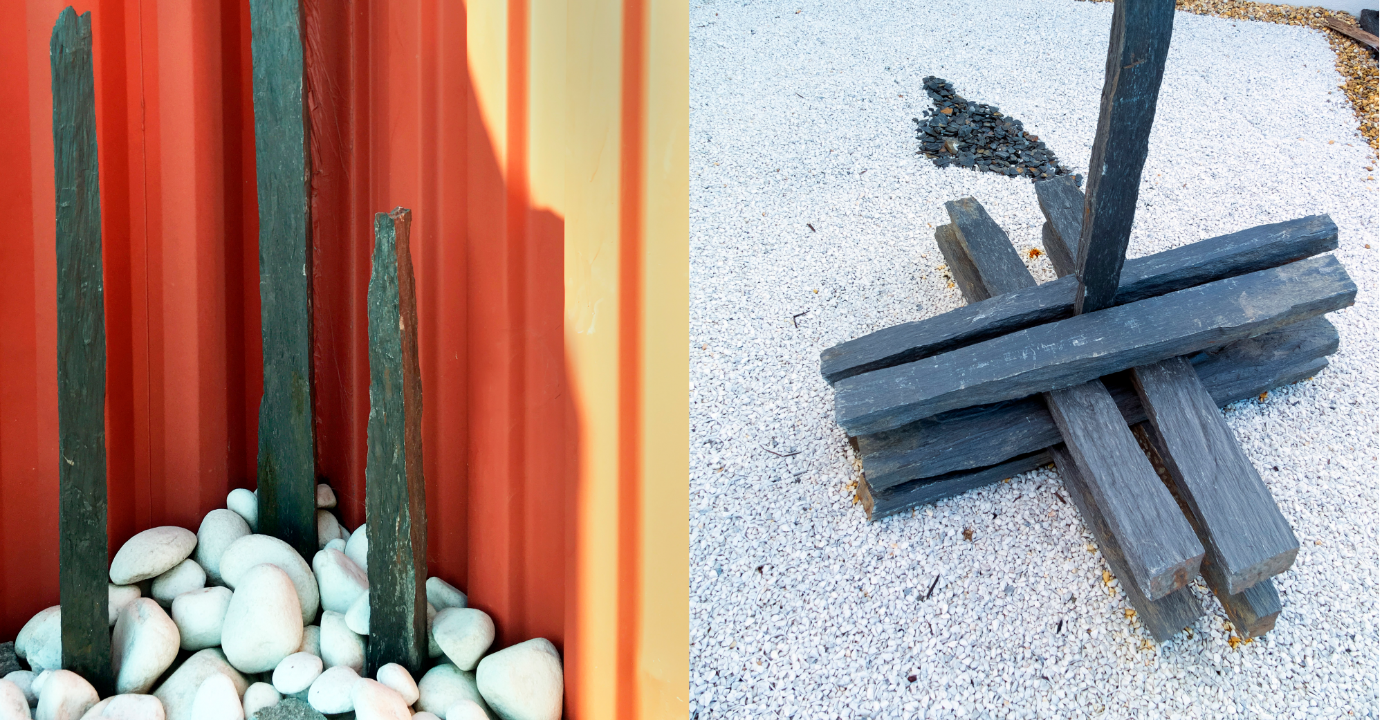 Piquets de schiste à bouts bruts pour bordures et décoration